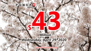 2020年4月25日的 Powerball 结果：大奖为 4300 万美元。